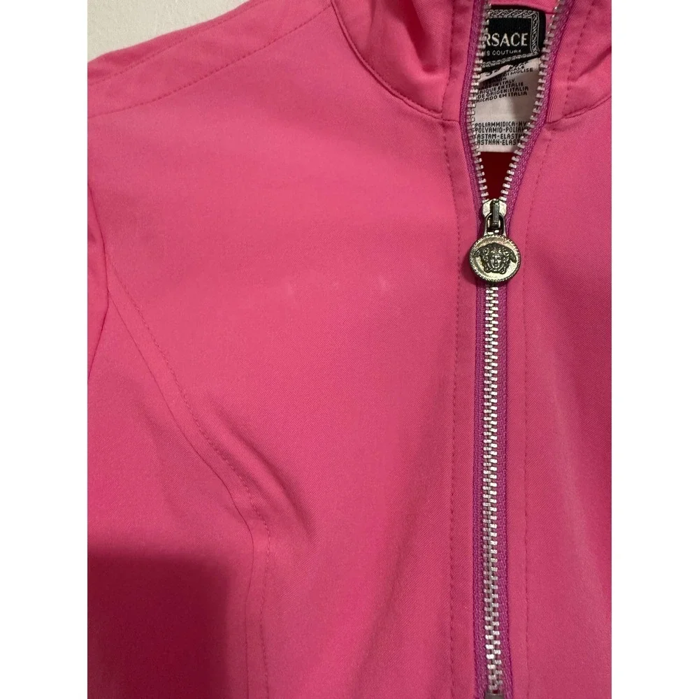 Versace Jeans Couture Mini Dress‎ Womens 36 Pink Good Quarter Zip Medusa Patch